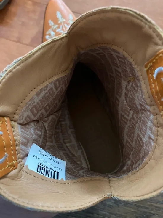 W9.5 Dingo Primrose Embroidered Ankle Boots, Burnt Orange - Picture 8 of 9